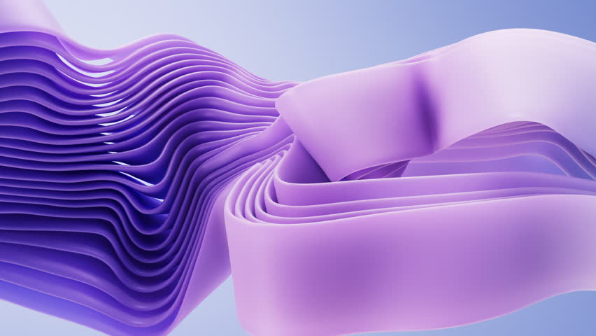 Flowing gradient purple curve ribbons background, 3d rendering. Motion graphic.
