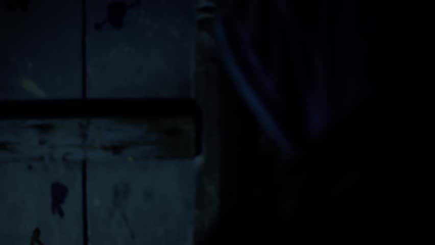 Man Opening Old Wooden Door in Darkness Mysterious and Creepy Atmosphere Horror Movie B-Roll Footage with Eerie Vintage Vibes