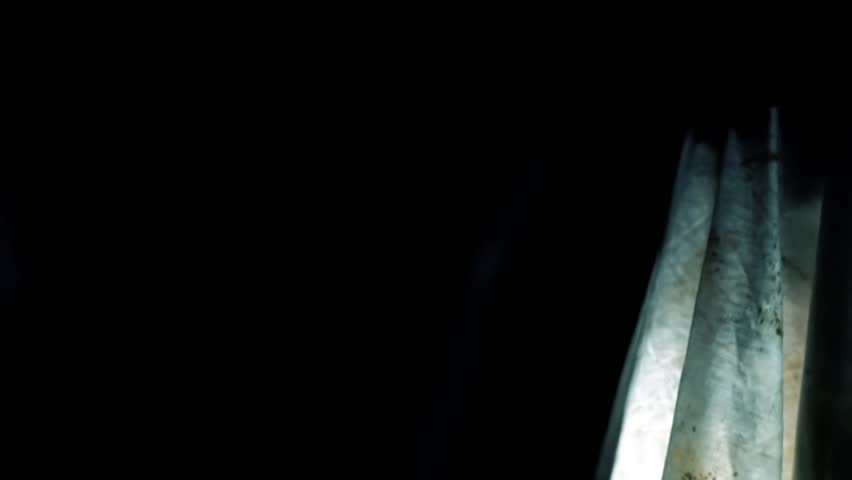 Man with Stick Encounters White Ghost at Midnight Spooky Horror Scene with Darkness and Eerie Atmosphere Chilling Film Footage
