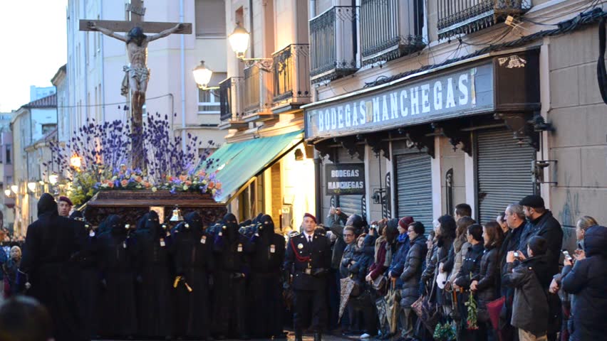 LEON, SPAIN - CIRCA 2013. Spanish Holy Week procession in Leon, Spain, circa