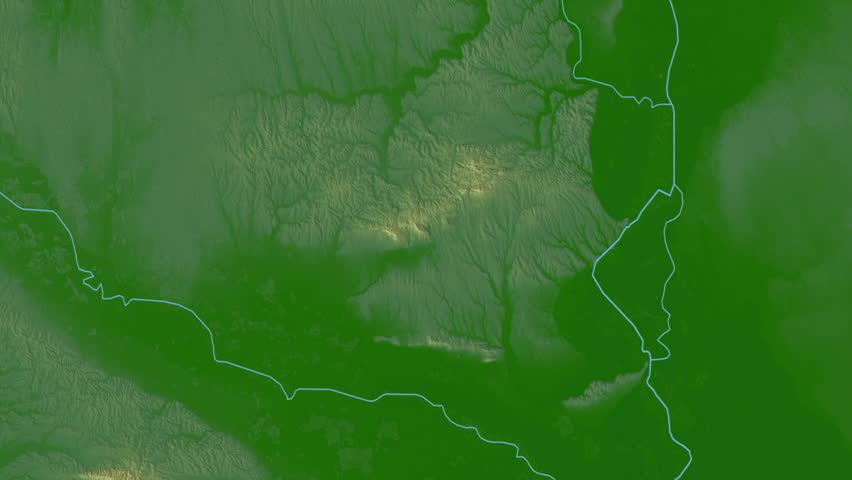 Baranya region, Hungary, extruded. Physical map