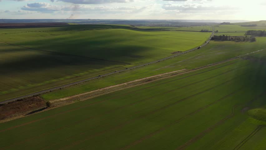 The ribbon of the A361 road between Marlborough and Devizes