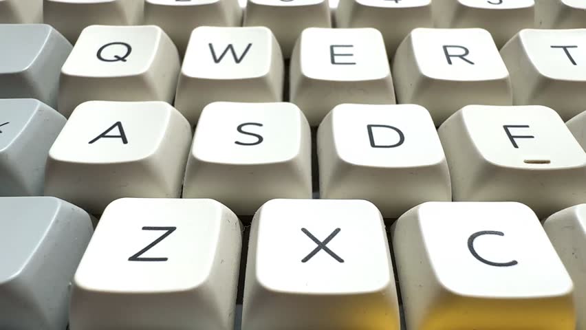 Keyboard letters on white mechanical keyboard for programmers in office