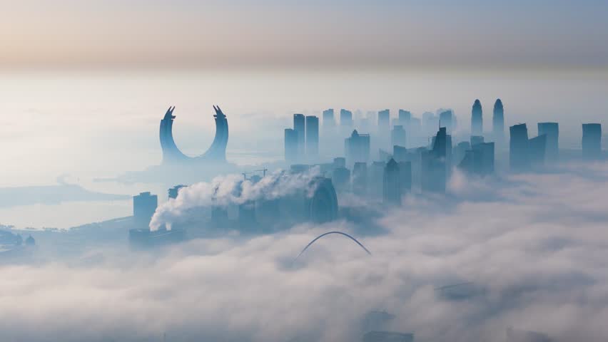 Qatar Lusail City Under Fog