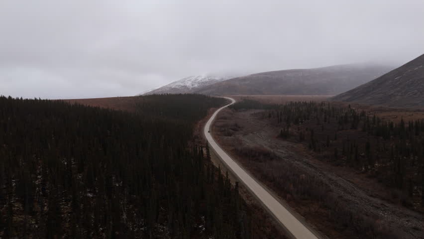 Mountains Along Dempster Highway In Yukon, Canada - Aerial Drone Shot