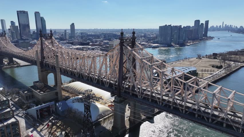 New York Skyline At Manhattan In New York United States. Queensboro Bridge Scenery. Stunning Cityscape. New York Skyline At New York United States. Highrise Buildings Landscape.
