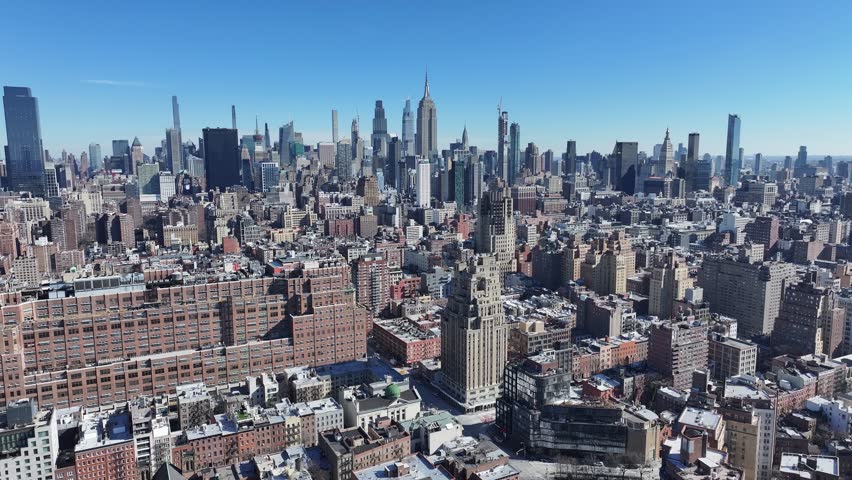 New York Skyline At Manhattan In New York United States. Stunning Downtown. Tourism Landmark. New York Skyline At New York United States. Highrise Buildings.
