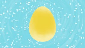 Yellow Easter Egg on Blue Sparkling Magical Background Animation with Copy Space  - 4K Horizontal Video 6 sec. Seamless Loop - Powered by Shutterstock - Get 15% off with code: PIKWIZARD15