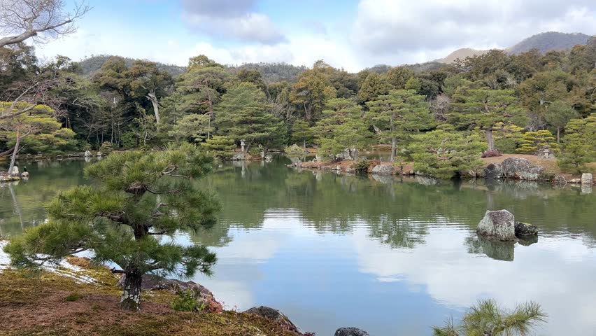 Kinkakuji Temple (Golden) on winter surrounded with Japanese garden, Kyoto, Japan