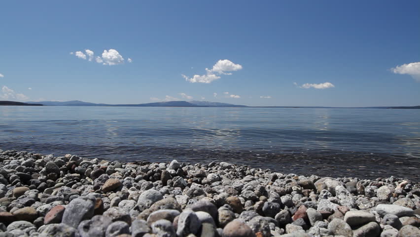 Yellowstone Lake recorded from the shore line in Yellowstone Park, Wyoming,