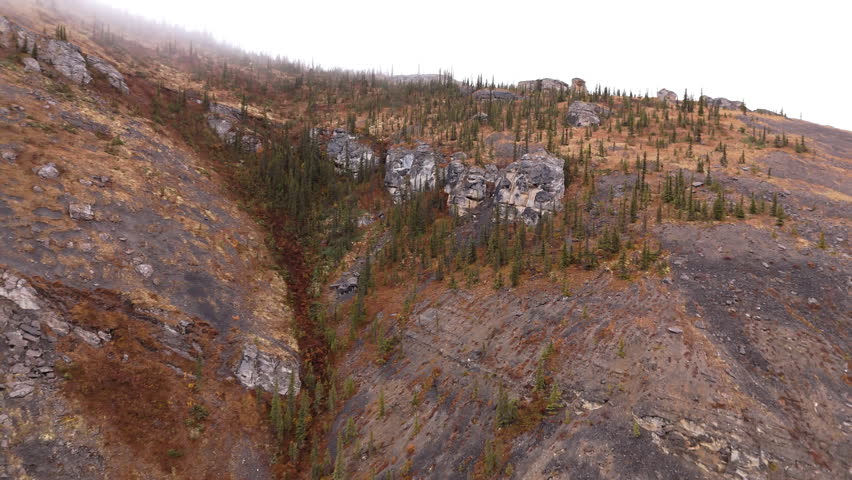 Rugged Mountains Near Engineer Creek, Dempster Highway, Yukon, Canada - Drone Shot