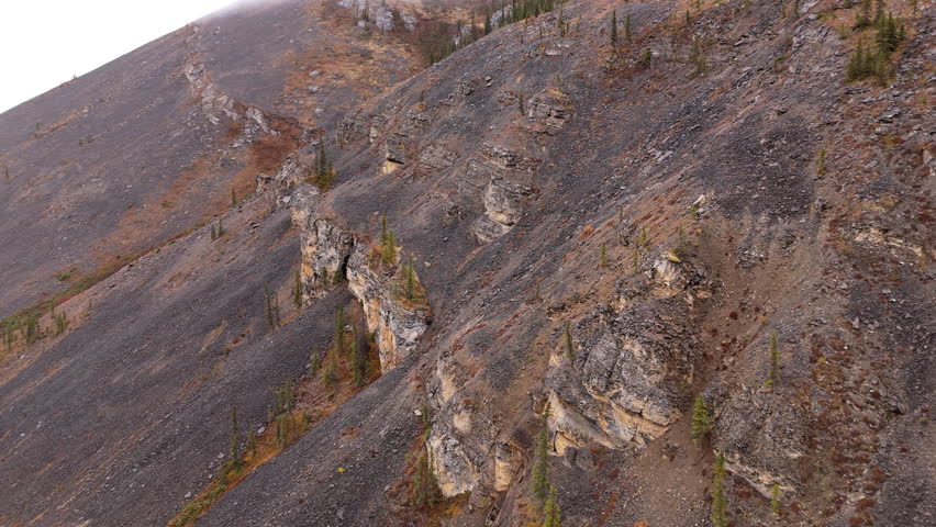 Mountains Along Ogilvie River Near Engineer Creek In The Yukon Territory, Canada. Aerial Drone Shot