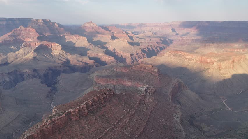Grand Canyon aerial, Arizona. Panorama in beautiful nature landscape scenery at sunset in Grand Canyon National Park. South Rim of the Grand Canyon National Park. Scenery of the Grand Canyon, Arizona.