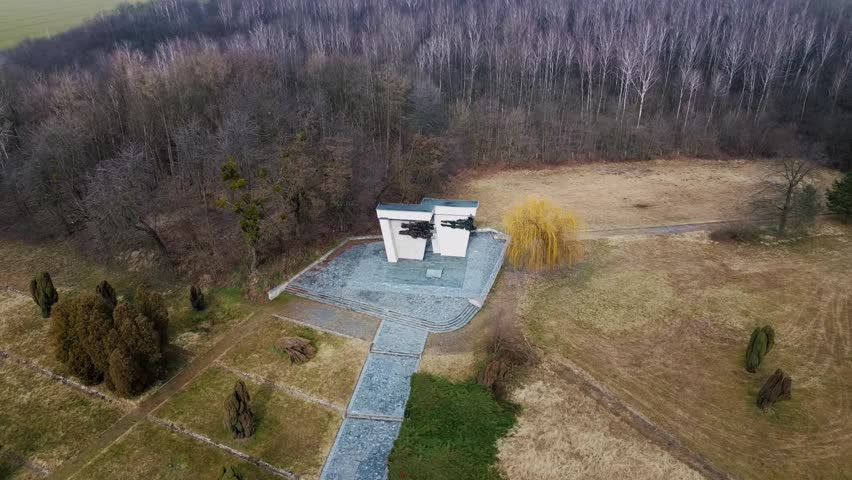 Stalag Łambinowice Monument: Aerial Tribute to POW Martyrs