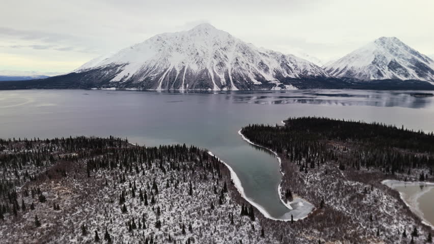Yukon Kathleen Lake In Kluane National Park, Canada - Drone Shot