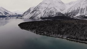Snowy Landscape Of Kathleen Lake In Yukon, Canada - Aerial Shot - Powered by Shutterstock - Get 15% off with code: PIKWIZARD15