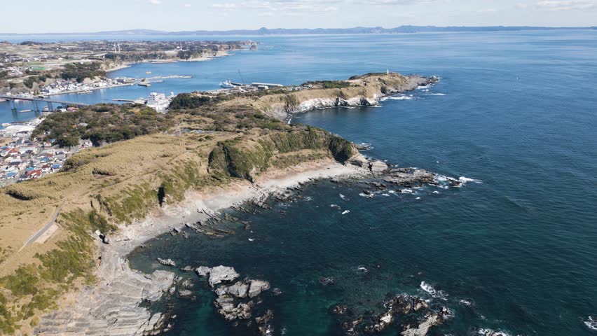 Aerial view of Jogashima island in Miura Peninsula, Japan