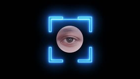 Analysis of human eyes by eye scan technology. Technology to identify people by scanning their eyes. Retina scan for security - Powered by Shutterstock - Get 15% off with code: PIKWIZARD15