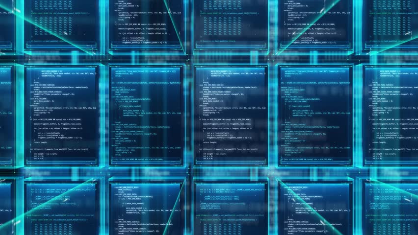 Ai Digital Data Server Cyberspace Technology Background with Code. Animation Internet Artificial Intelligence Networking for Machine Deep Learning. Concept of Modern Digital Database Information 4k