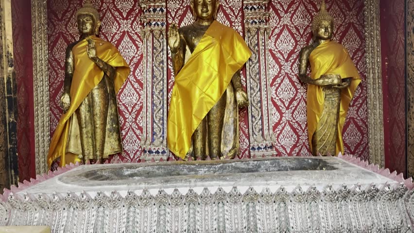 Thai buddha statue in buddhism religion located at Thai temple (Wat Thai) for a worship
