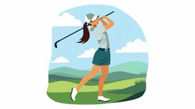 Footage of Woman Golfer Sport Player Character Swinging Golf Stick on the Field in Bright Sky - Powered by Shutterstock - Get 15% off with code: PIKWIZARD15