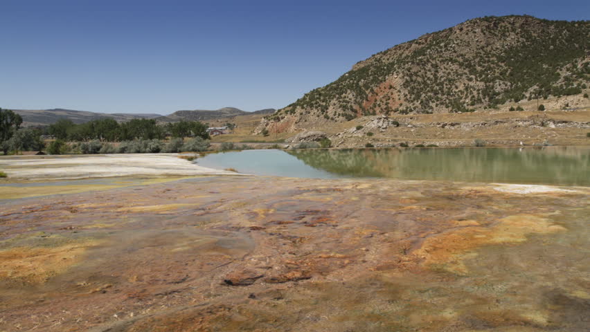 One of the pools heated by the natural hot springs at Thermopolis in Wyoming,