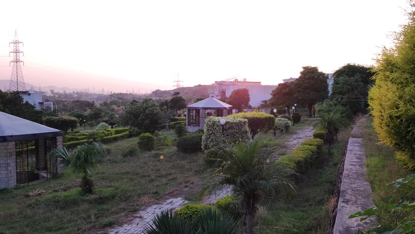 Hasan Abdal, Punjab - 12 12 2024: Beautiful landscape of Wah Model Town Phase 3. Pakistan. 