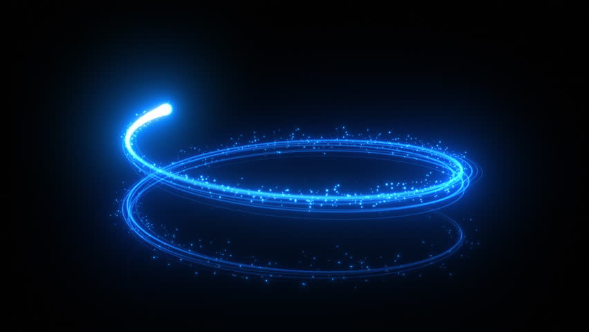 Beautiful Light Streak Blue Color Rising Up Forming Helix Shape on Black Background. Abstract Neon Curls. Trail Shimmer Moving Rounds Looped 3d Animation. Magic Stroke Spring Motion Design Concept 4k.