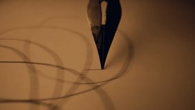 POV - Macro of Elegant Fountain Pen Drawing Swirls, Ink Flow,Nib Texture.Vintage - Powered by Shutterstock - Get 15% off with code: PIKWIZARD15