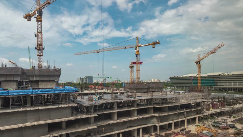 Construction site progress start to finish complete long term time lapse