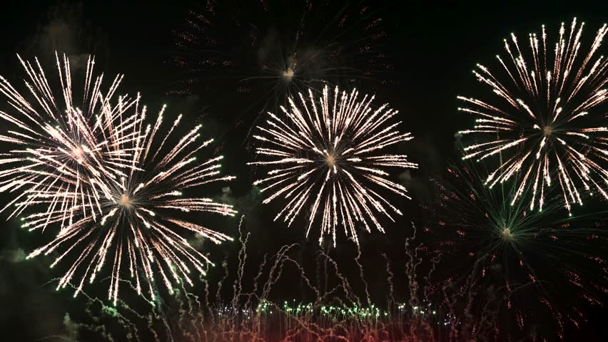 Real Fireworks display celebration, Colorful New Year Firework