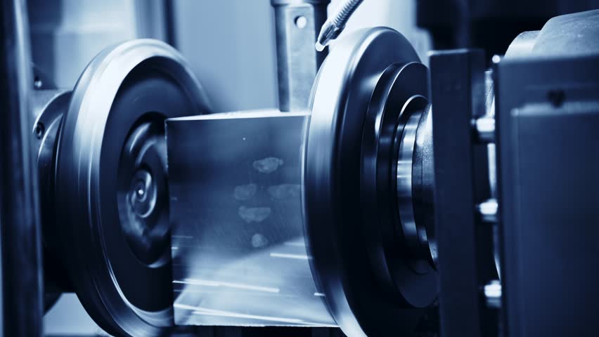 Close up of CNC machine lathe