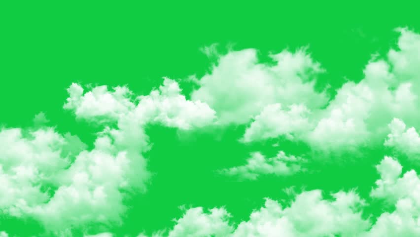 realistic puffy clouds moving isolated on green background weather motion design element