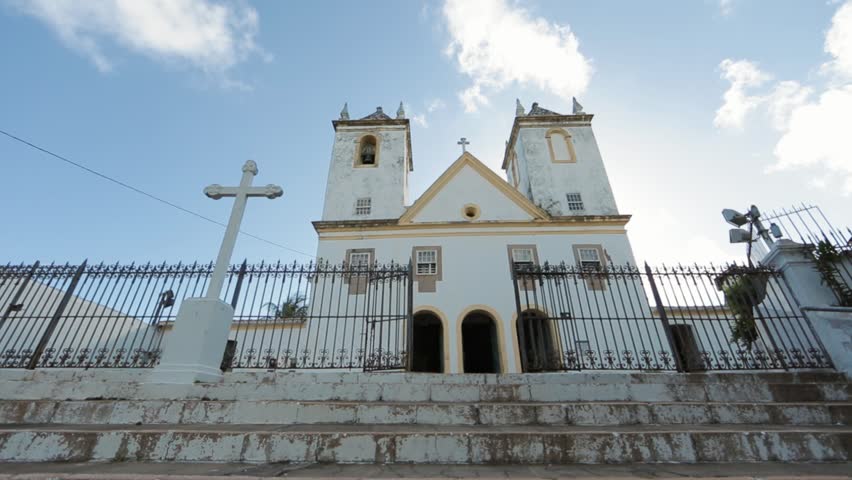 Facade of an old church in Bahia, Brazil. Santo Antônio da Barra Church