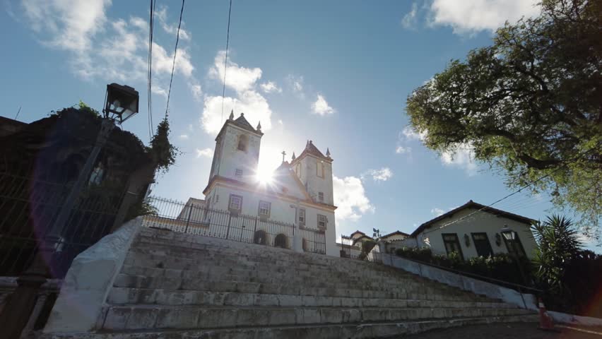 Facade of an old church in Bahia, Brazil. Santo Antônio da Barra Church