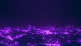 Futuristic digital landscape with a wavy grid of purple on a navy blue background. Abstract technology with bright connection points and smooth lines. 4k video background - Powered by Shutterstock - Get 15% off with code: PIKWIZARD15