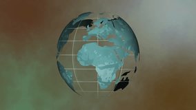Animation of rotating globe with glowing particles and grid lines on background. Global, network, digital, technology, futuristic, earth - Powered by Shutterstock - Get 15% off with code: PIKWIZARD15