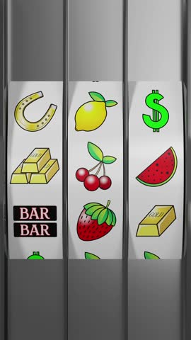 Classic jackpot slot machine in casino with winning dollar signs - 3D 4k vertical animation (2160 x 3840 px)