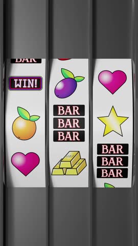 Classic jackpot slot machine in casino with winning symbols - 3D 4k vertical animation (2160 x 3840 px)