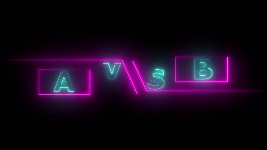 A dynamic "VS" icon features bold, contrasting letters with sharp edges. VS versus bars neon animated versus vs bars neon line animation.
