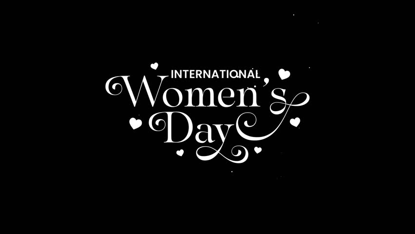 International Women's Day celebration Animation with white text on green background and alpha channel. Suitable for social media posts, web banners, and posters.