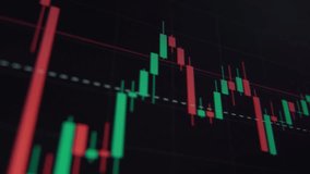 Close up of stock and cryptocurrency market chart on a trading screen, showing red and green candlesticks fluctuation - Powered by Shutterstock - Get 15% off with code: PIKWIZARD15