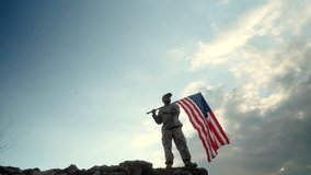 A proud soldier waves the US flag atop a mountain at sunset, symbolizing freedom and victory. Honoring Veterans Day, Memorial Day, and Independence Day with patriotism and pride.
 - Powered by Shutterstock - Get 15% off with code: PIKWIZARD15