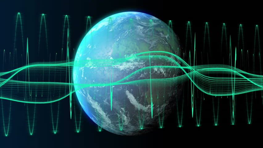 Earth surrounded by digital data waves and binary coding animation. Technology, cyberspace, futuristic, virtual, network, innovation - Powered by Shutterstock - Get 15% off with code: PIKWIZARD15
