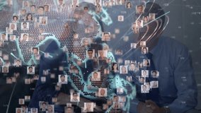 Connecting diverse professional profiles over digital world map with animation. Networking, collaboration, diversity, global, technology, communication - Powered by Shutterstock - Get 15% off with code: PIKWIZARD15