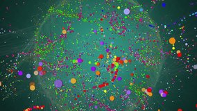 Abstract Network Representation With Colorful Dotted Nodes and Connections. Visualization of an abstract network with multicolored nodes and interconnected pathways, representing communication - Powered by Shutterstock - Get 15% off with code: PIKWIZARD15
