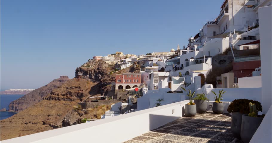 Panoramic view of Fira in Santorini Greece during the day