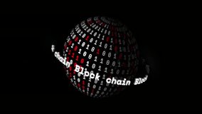 Animation of binary code sphere with Blockchain text and mathematical equations. coding, digital, technology, data, encryption, network - Powered by Shutterstock - Get 15% off with code: PIKWIZARD15