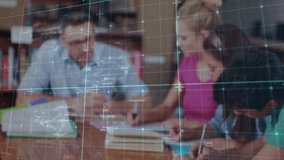 Students studying in library with digital data processing overlay animation. Education, technology, learning, research, academics, innovation - Powered by Shutterstock - Get 15% off with code: PIKWIZARD15