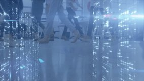 Walking in office, person with digital skyscraper animation overlay visible. Technology, innovation, modern, futuristic, architecture, business - Powered by Shutterstock - Get 15% off with code: PIKWIZARD15